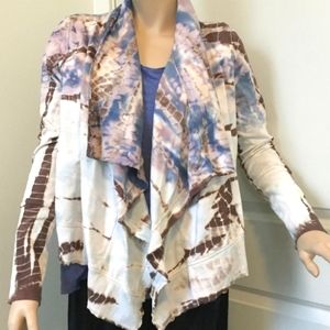 Bohemian Tie Dye Waterfall Knit Jacket - XCVI